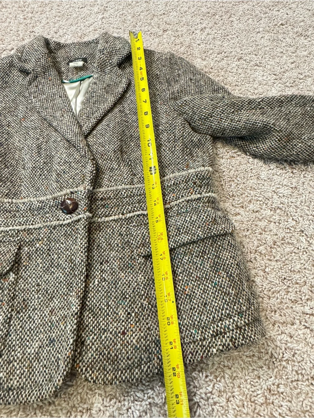 Vintage 2005 J Crew Wool Alpaca Tweed Blazer Jacket Size 8 Style 72255